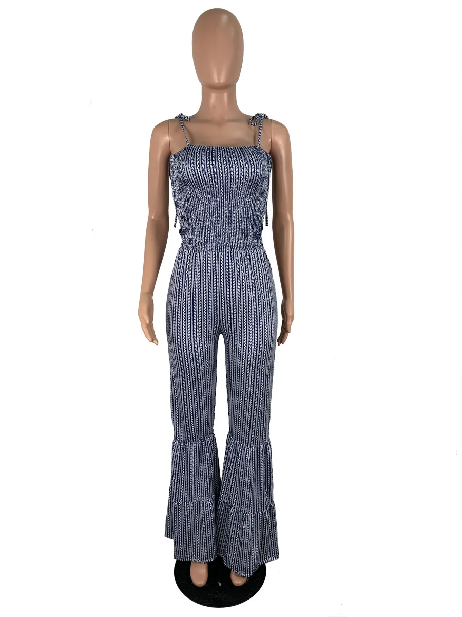 Женский комбинезон на бретельках с леопардовым принтом пляжный расклешенными