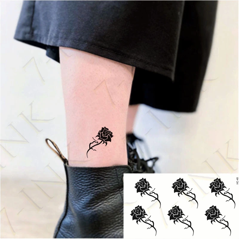 Водонепроницаемый Временные татуировки наклейки черного цвета с кружевами King
