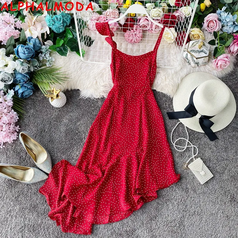 ALPHALMODA летнее сексуальное пляжное шифоновое платье с открытой спиной