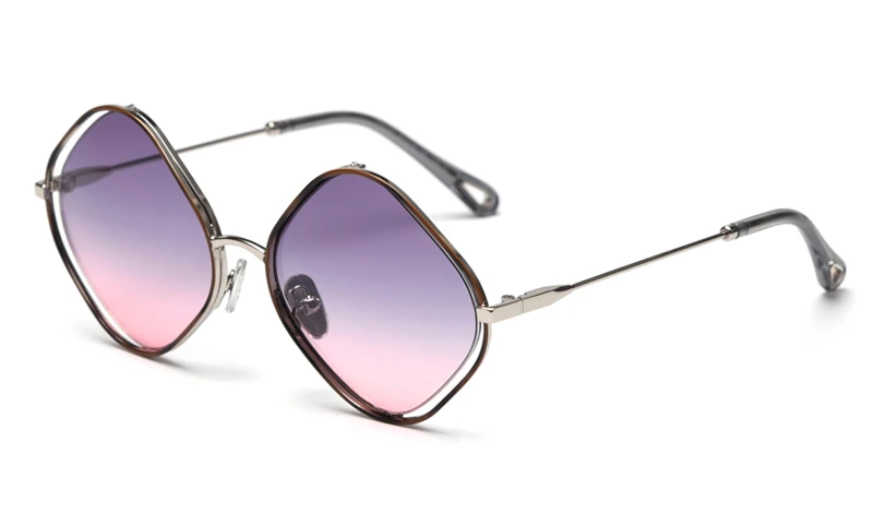 grey pink lens Peekaboo Ретро ромбовидные Солнцезащитные очки женские градиентные линзы подарок на год элементы мужские солнцезащитные очки ретро металл Летний стиль - Цвет линз: grey pink lens