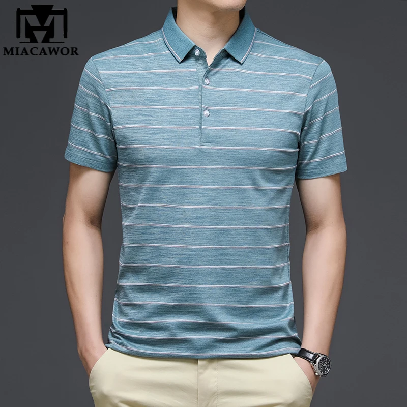 

Новые летние мужские поло рубашки Slim Fit модная полосатая рубашка-поло с короткими рукавами Топ, футболка, рубашка Homme T1054