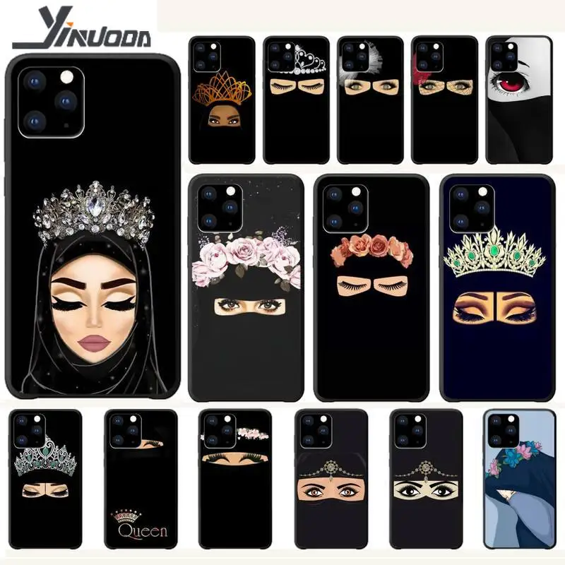 Yinuoda Мусульманка Исламская Девушка Глаза Роскошный Чехол для Телефона Для Iphone 5s Se 6 6s 7 8 Plus X Xs Max Xr 11 Pro Корпус Этуи он.