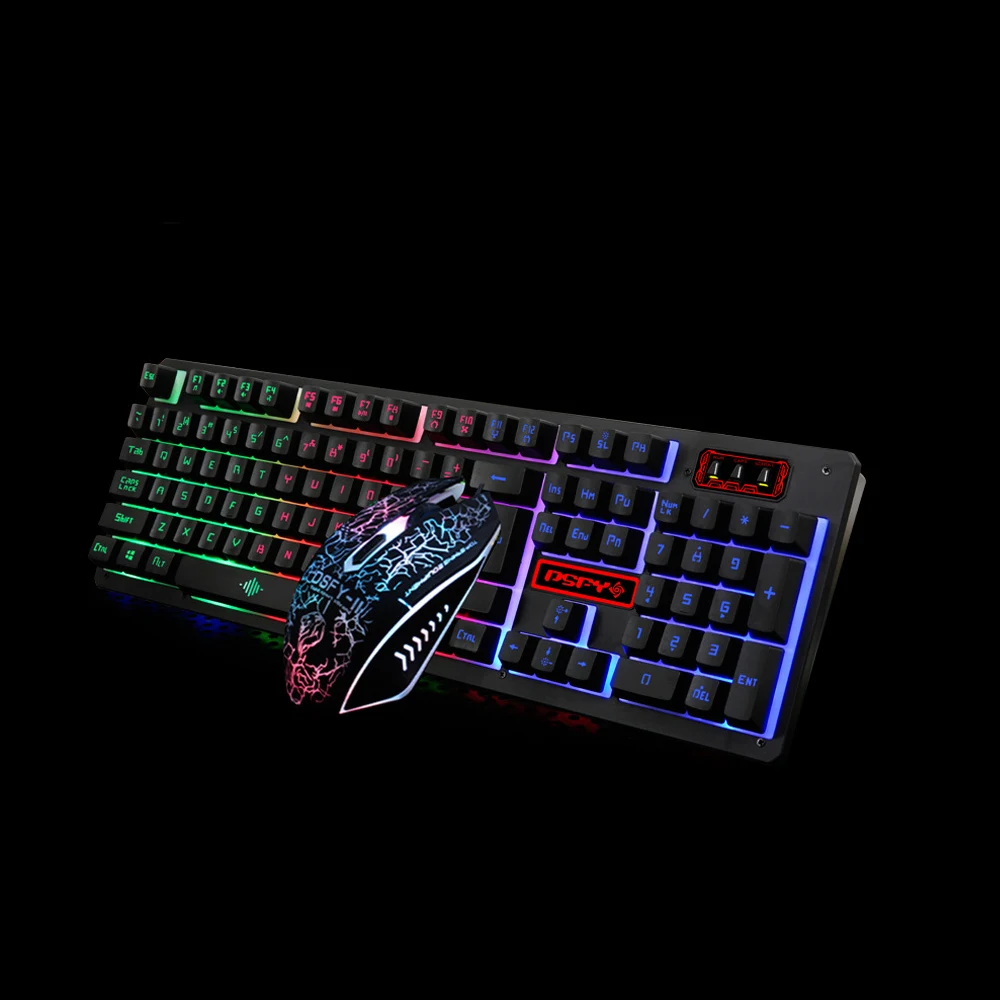 Arealer USB Проводная игровая клавиатура и мышь комбо Водонепроницаемая Радужная подсветка 2000 dpi для домашнего офиса