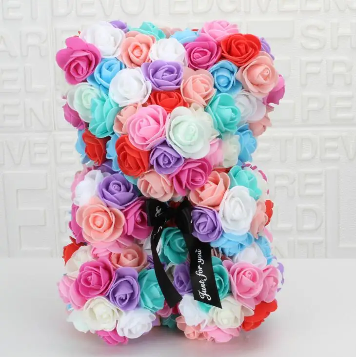 Multicolor Искусственные цветы 25 см Роза медведь девушка Юбилей Рождество День Святого Валентина подарок на день рождения для свадебной вечеринки - Цвет: Multicolor
