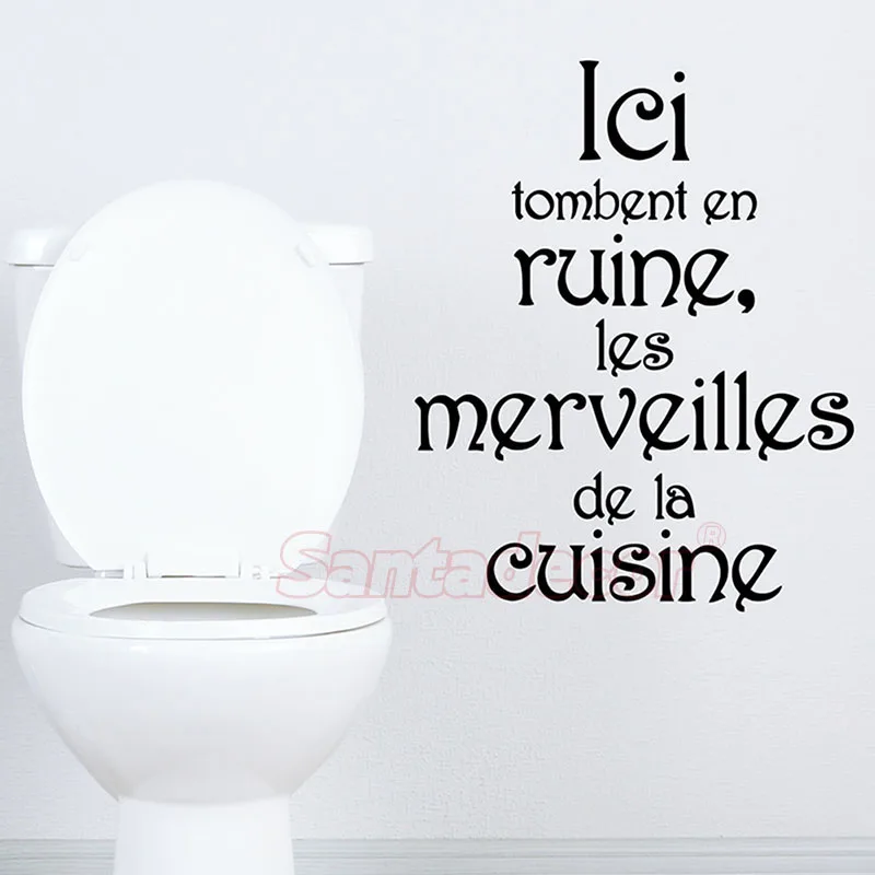 Stickers  WC Ici Tombent En Ruine Toilet Wall Decal Restroom Home Decor House Decoration Poster WC Wall Decor 23 cm x 29 cm