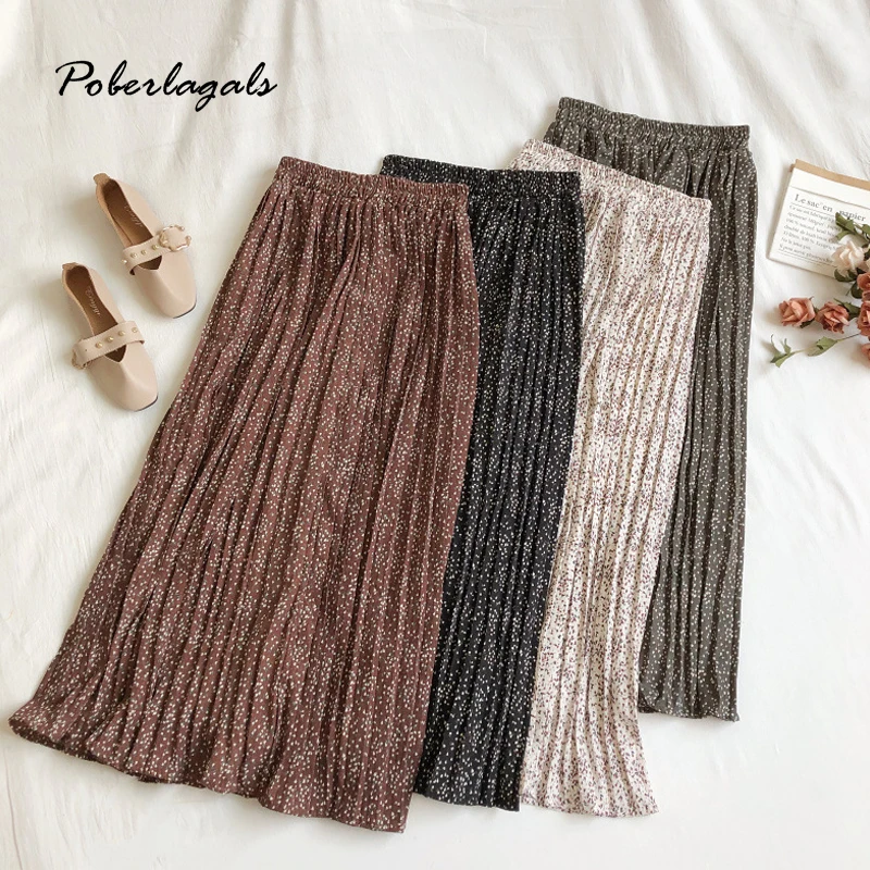 Осенняя и зимняя женская длинная юбка с высокой талией цветочным принтом модная