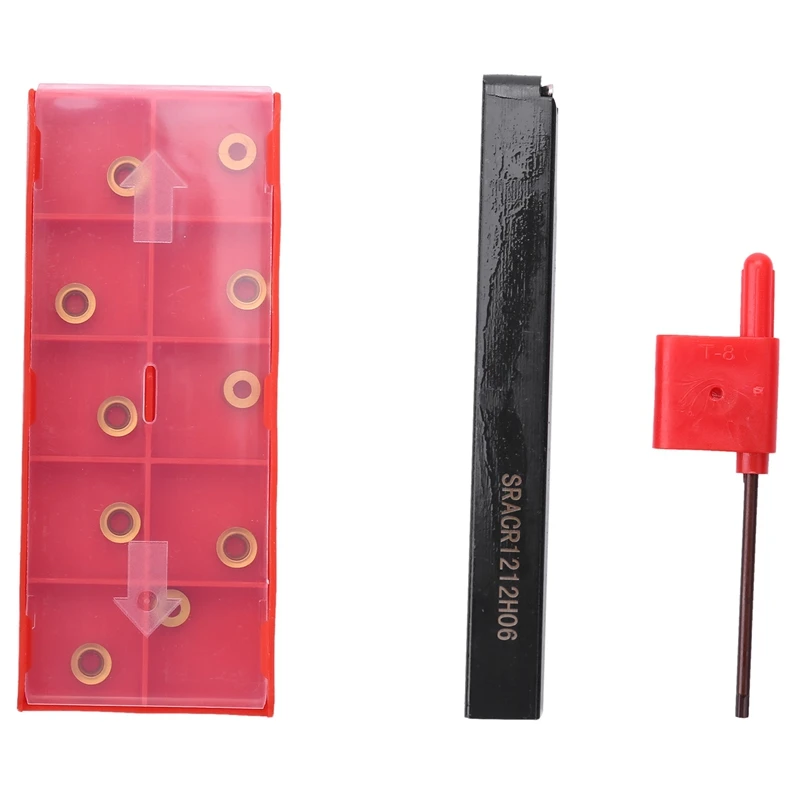 

SRACR1212H06 Holder +Indexable Boring Bar Wrench+10PCS Carbide Insert Blades for Lathe Turning Tool Machine Tool Sets