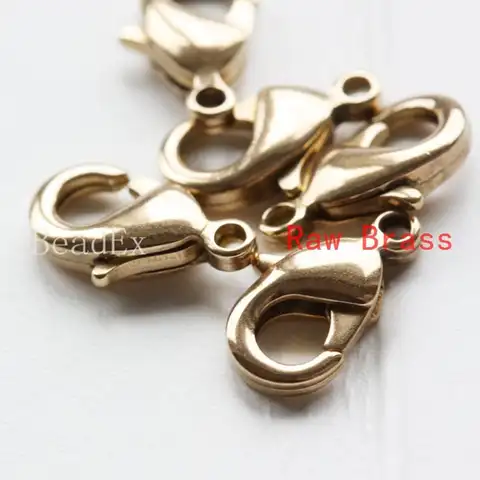 Необработанная застежка-лобстер из латуни 12 мм