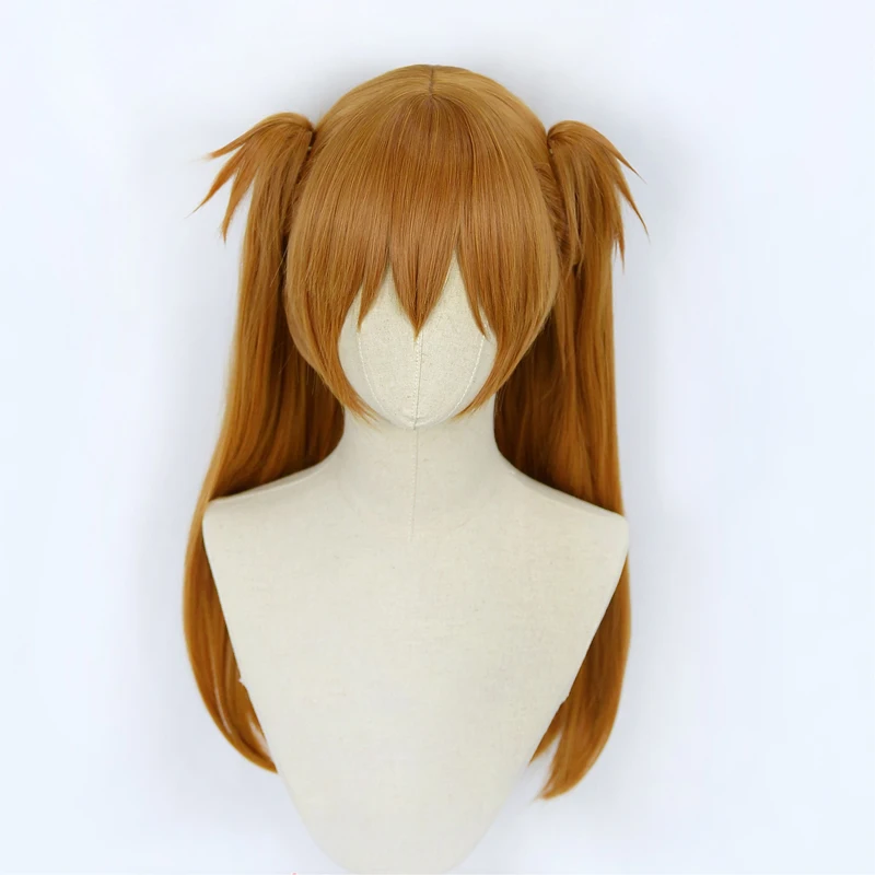 Парик для косплея Langley Soryu из аниме Ева АСУКА Длинные оранжевые с 2 заколками
