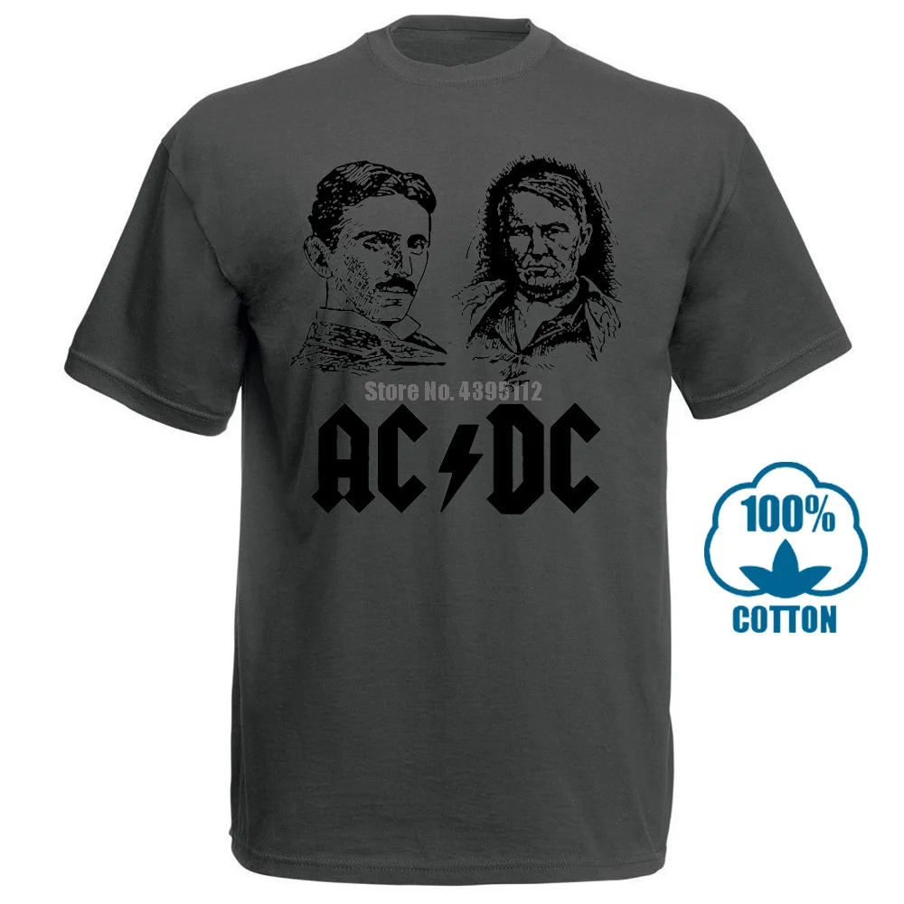 Charcoal Никола Тесла Томас Эдисон футболка Никола Тесла ACDC футболка Fat Duck Футболки для девочек Горячая Broadcloth забавная Летняя мода - Цвет: Charcoal