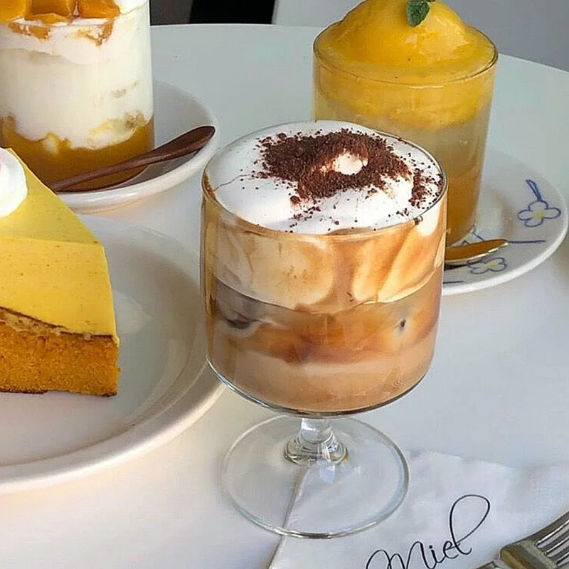 Стеклянный напиток десертные стеклянные чашки Скандинавское стекло es чашка Ins