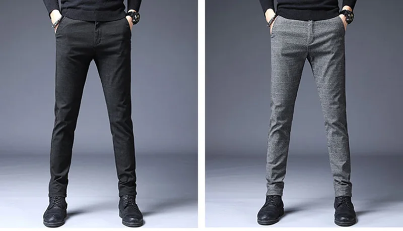 

Fashion New High Quality Cotton Brushed Casual Plaid Men Pants Spring Autumn Male Classic BusinessTrousers