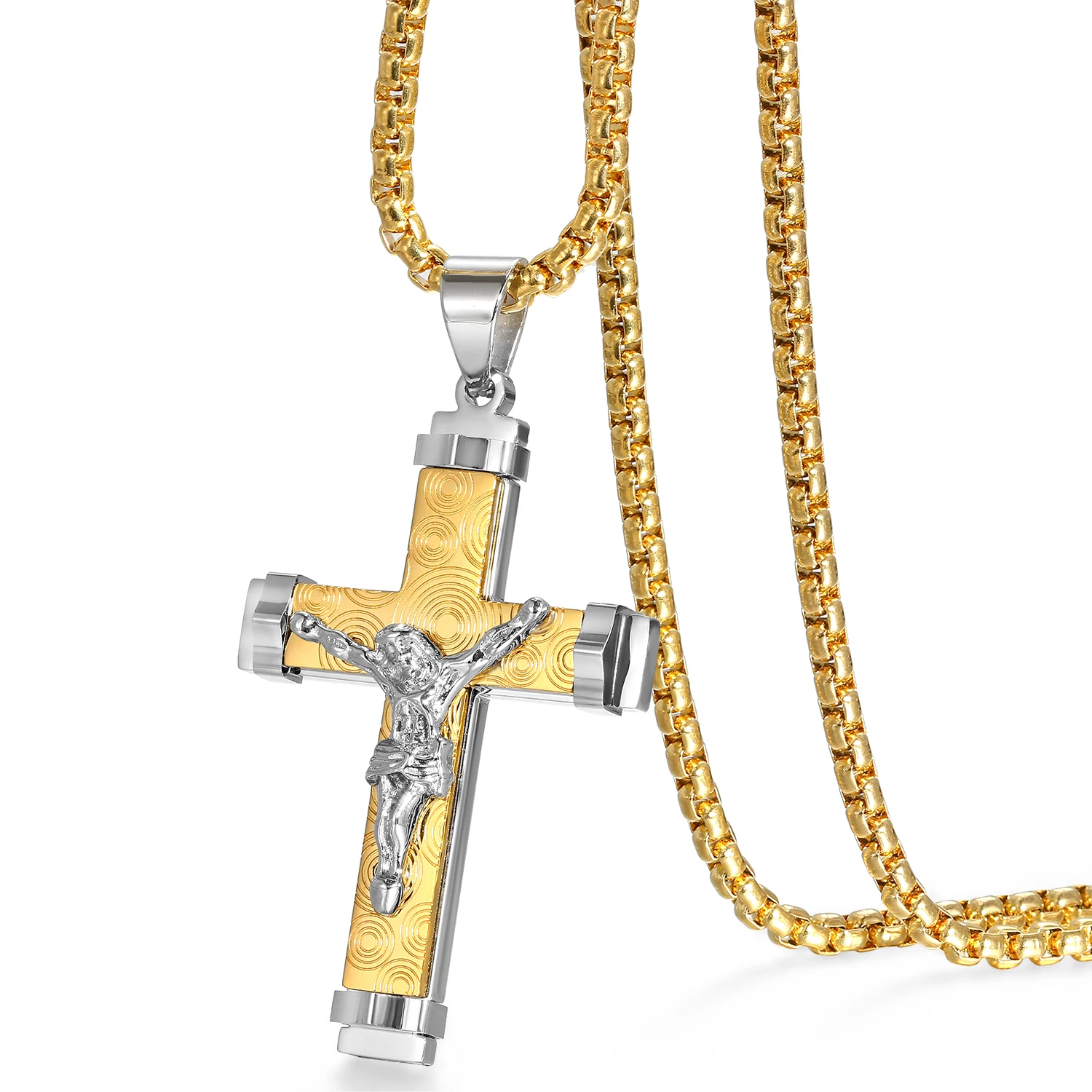 

Ожерелье мужское/женское BONISKISS с крестом Иисуса, из нержавеющей стали