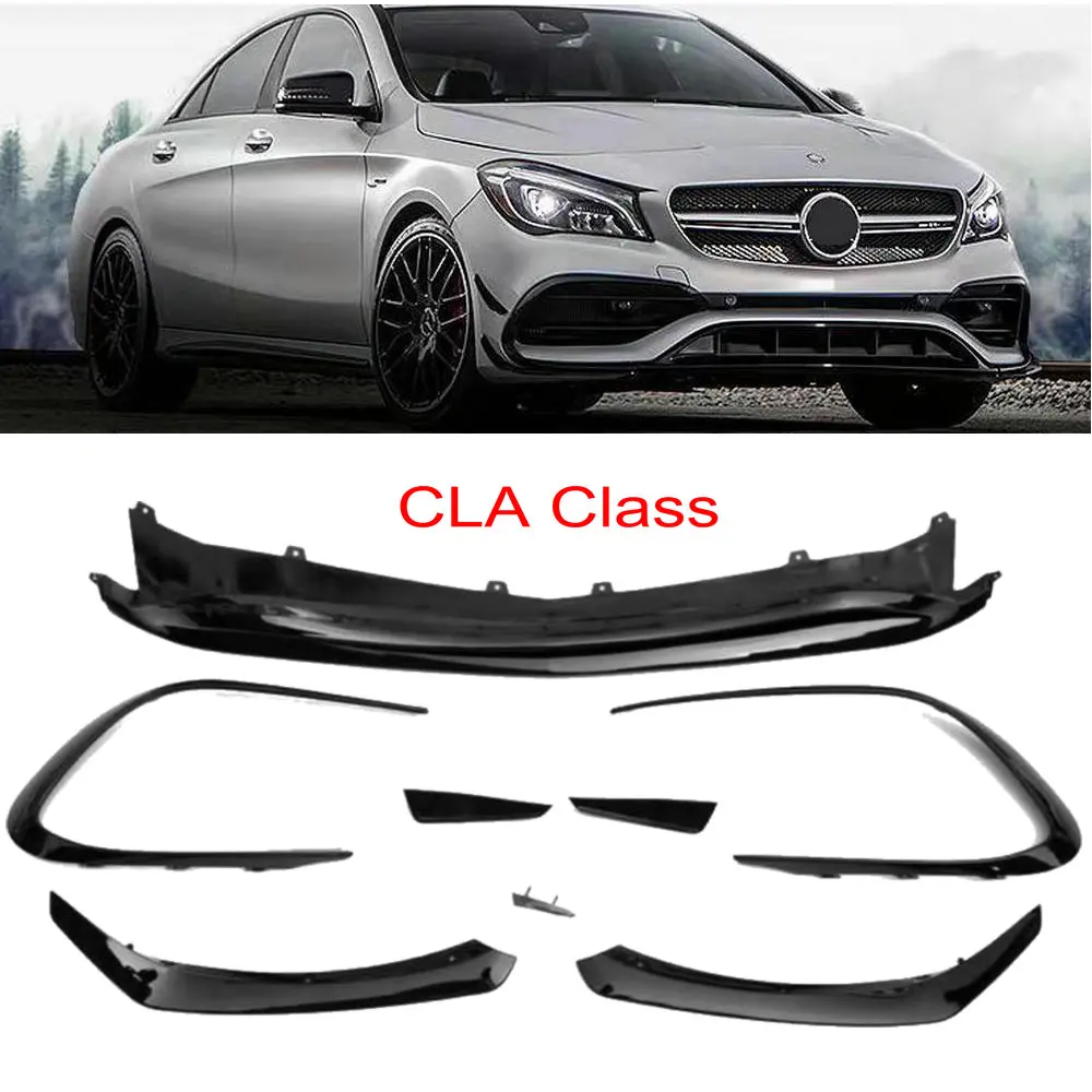 ABS/углеродного волокна AMG передний спойлер для губ + воздушные ножи крыло Benz A/CLA