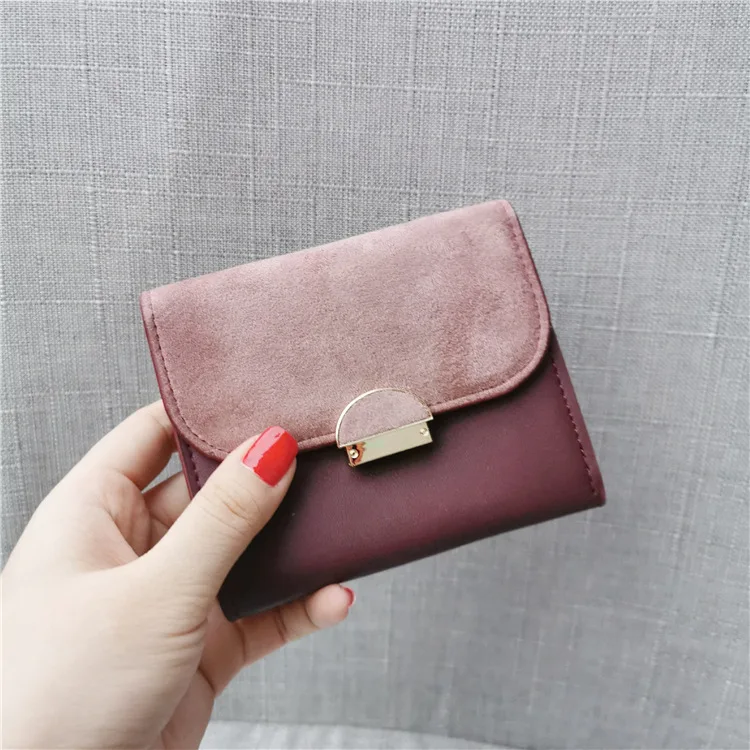 

Korean Style Retro Fashion Velvet Color Matching Soft Leather Thin Wallet Wallet for Autumn and Winter