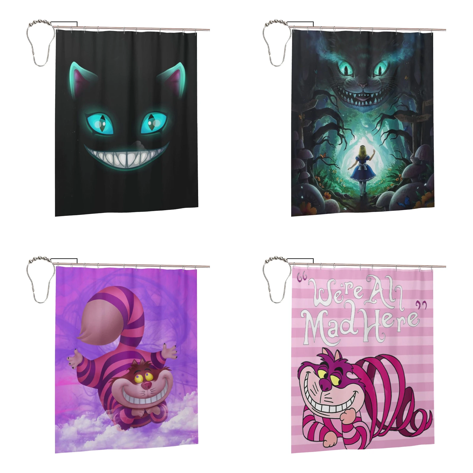 

Cheshire Cat Shower Curtain for Bathroom Bathtub Fabric Curtains Decoration Waterproof Durable with Hooks