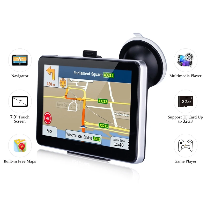 7 Inch Press Screen GPS Navigation TFT LCD Display Universal Portable Navigator North America Map | Автомобили и мотоциклы