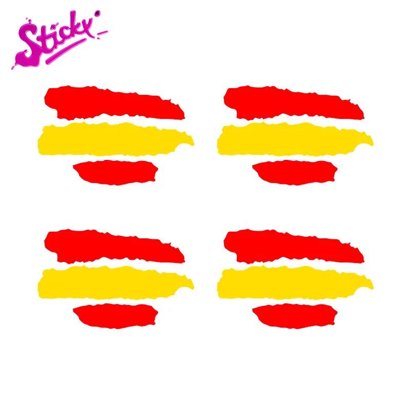 

STICKY 4pcs Stickers Spain Flags Badge Brand Car Sticker Decal Decor For Bicycle Motorcycle Accessories Laptop Helmet Trunk Wall