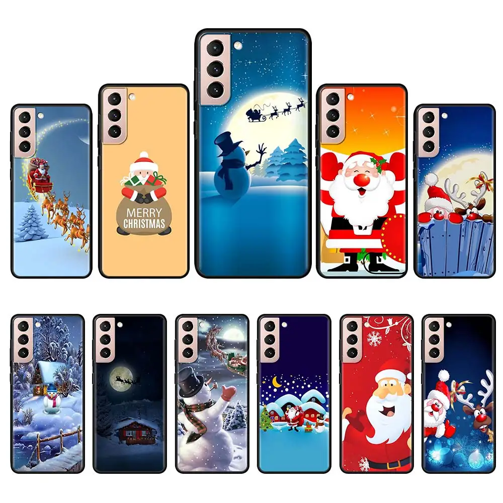 

Santa Claus Cases for Samsung S20 S21 S10 S8 S9 Plus S21 S20 Ultra S10 S10e S20 FE Black Soft Silicone Couqe Caso Capa