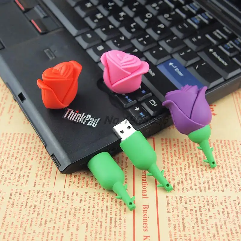 3 цвета розовый цветок USB флэш накопитель 64 ГБ 32 любовник подарки флешка Memoria Usb
