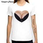Забавная женская футболка VagaryTees с сердцем в стиле Харадзюку, сексуальная новая сексуальная модель груди, сексуальная модель бюстгальтера, футболка с сердцем