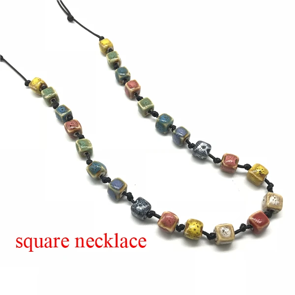 Богемное регулируемое длинное ожерелье с керамическим цветком и узлом для