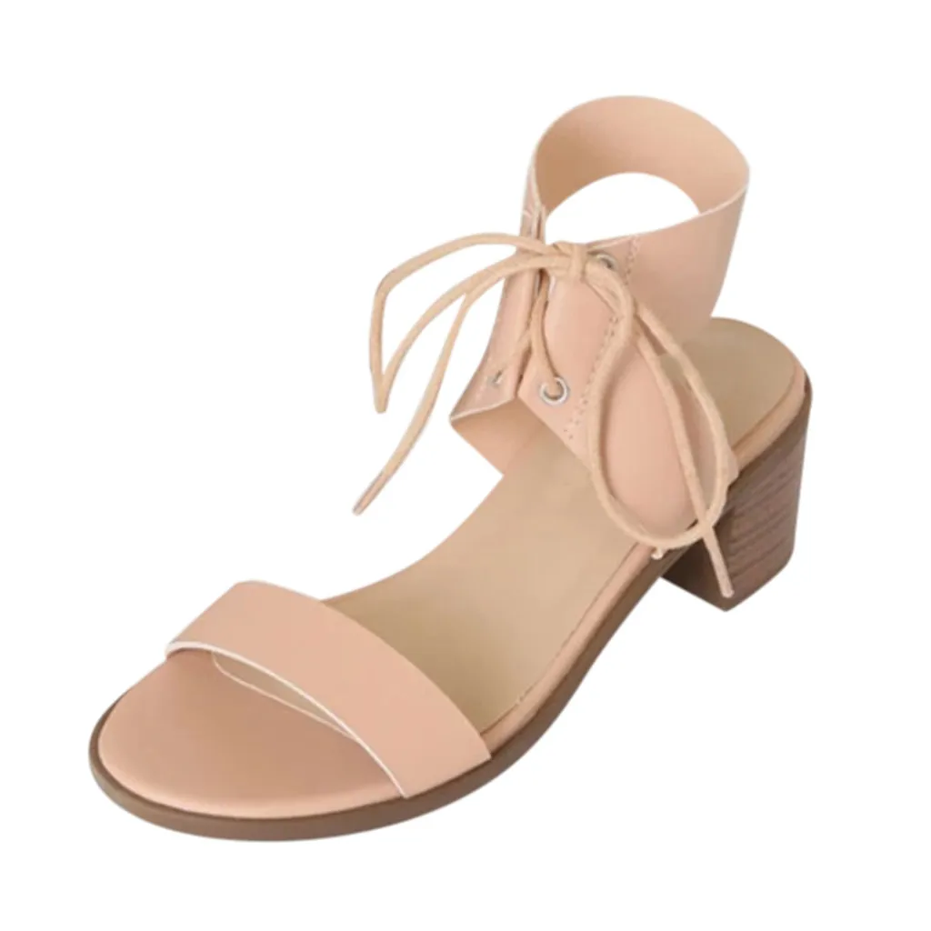 

Comfortable Thick Heel Platform Sandals Woman Shoes Cross Strap Lace Up High Heel Sandals Platform Sandals Women Plus Size Shoes
