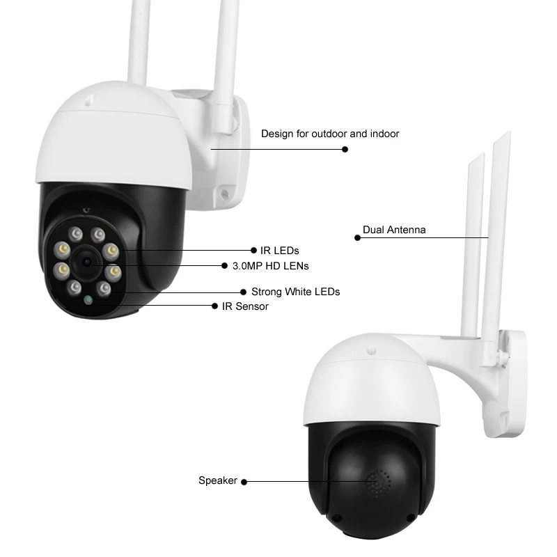 

3MP Outdoor WiFi IP Camera Security Surveillance IP Kamera Motion Detection CCTV 360 PTZ IP65 Waterproof Securite Wi Fi Cam