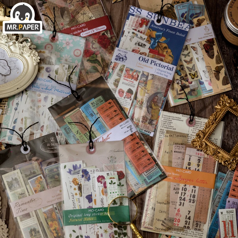 

Mr.paper 8 Designs Ins Style Art Collection Book Series Creative Handbook Decoration Collage DIY Material Strip Sticker