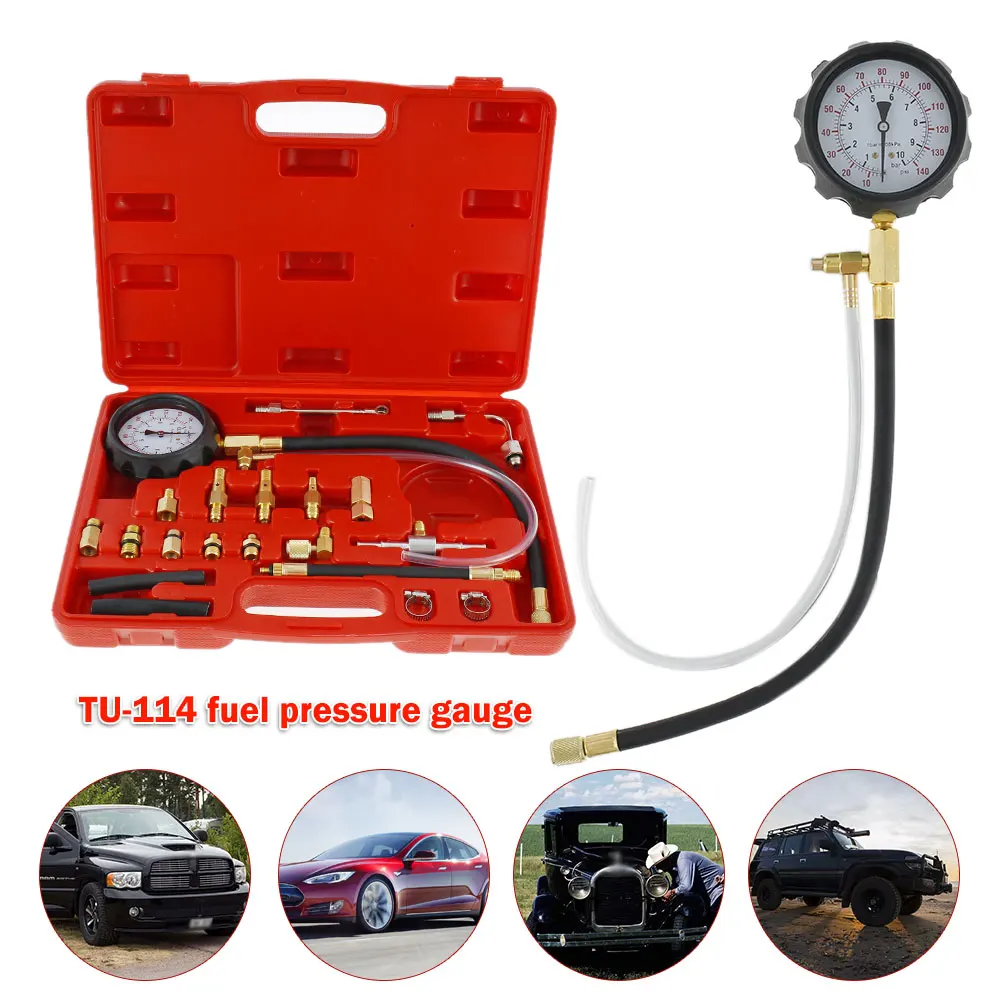 

0-140 PSI Fuel Injection Pump Injector Tester Pressure Gauge Tool Gasoline Pressure Gauge Gasoline Fuel Pressure Detection