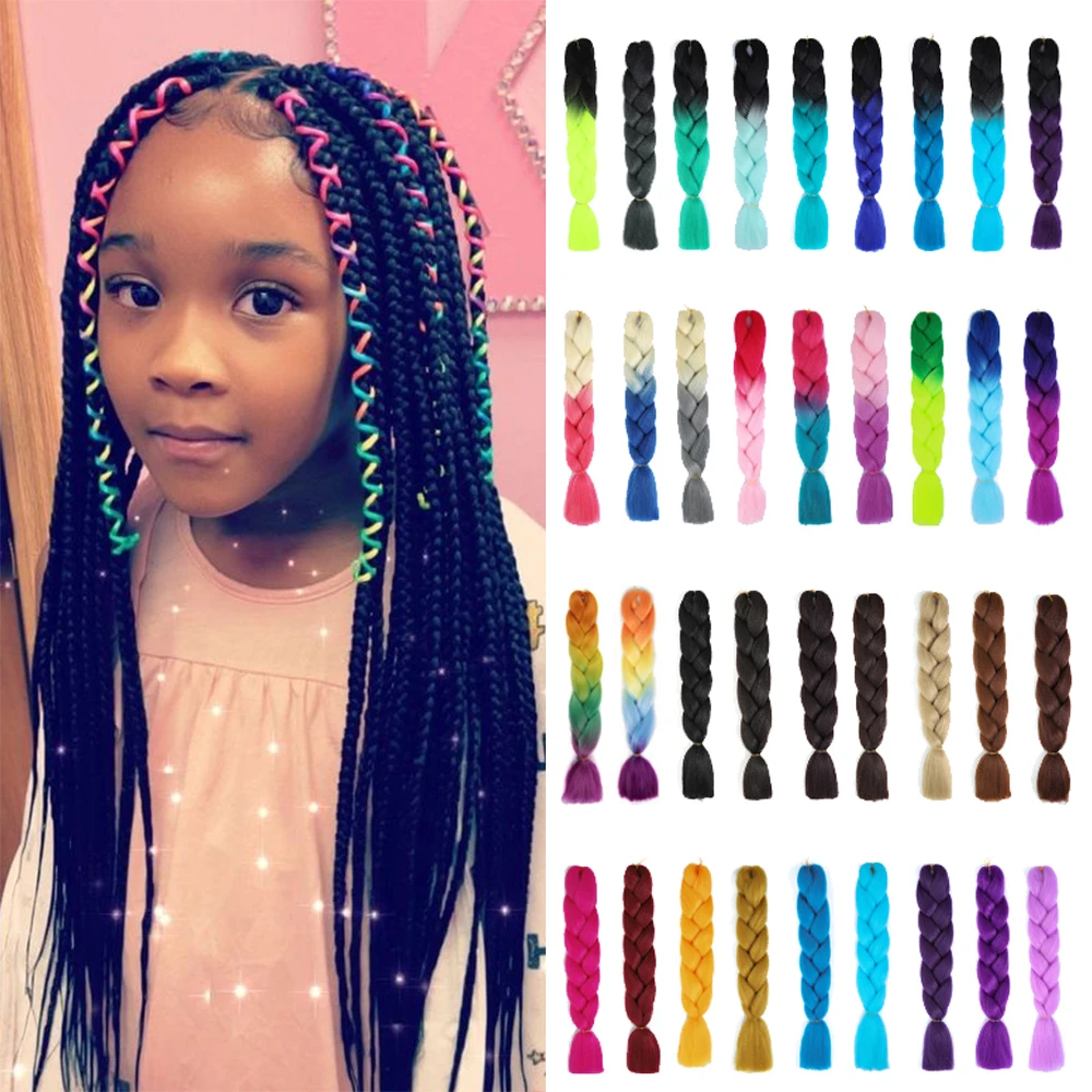 

AZQUEEN Synthetic Hair 24 Inch 90 Color Jumbo Braiding Hair Pre Stretched Afro Ombre Braid Extension For Box Twist Braids