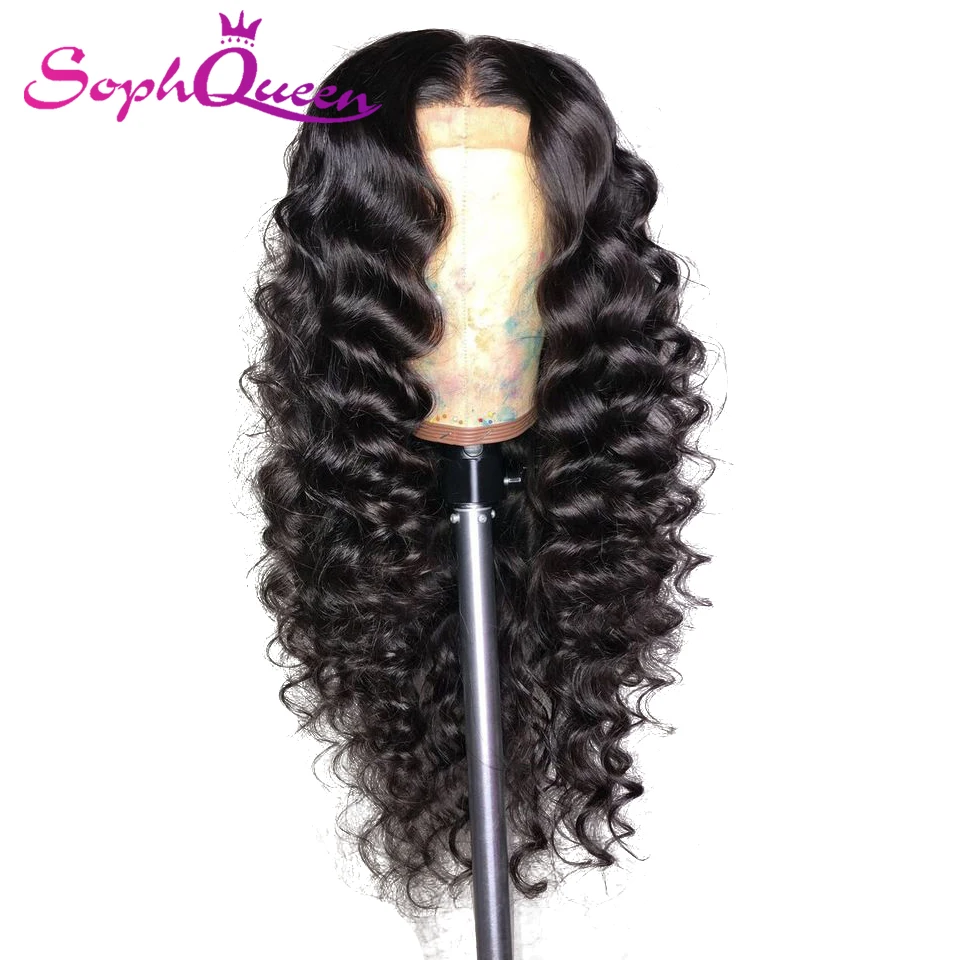 Soph queen Lace Closure человеческие волосы парики глубокая волна бразильские волосы remy 4*4 парики на шнурках человеческие волосы парики для черных женщин