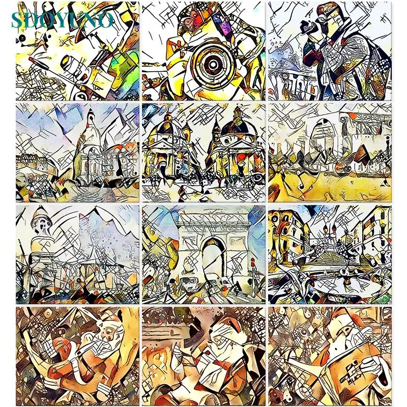 SDOYUNO 60x75 см масляная краска по номерам без рамки DIY абстрактная Холст Цифровая