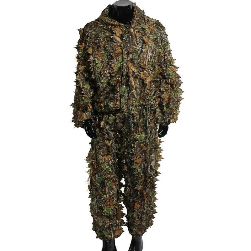 

Охотничий костюм из легкой дышащей льняной куртки с капюшоном и длинными рукавами, с 3D листьями, топы и брюки для стрельбы с птицами, 165-185 см