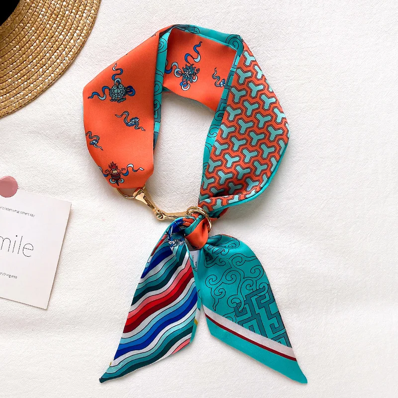 Длинный шелковый шарф лента Женский атласный шейный бандаж для волос мягкий