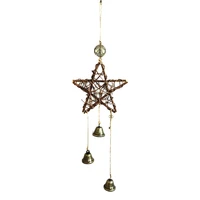 decorative wall hanging rattan ring five pointed star wind chime bells for wedding birthday party garden home decoration