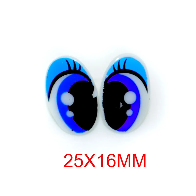 25x16mm blue 40 шт. новые Мультяшные пластиковые безопасные игрушечные глаза ресницы куклы глаза игрушки Аксессуары для DIY плюшевые куклы Животные Кукольное изготовление - Цвет: 25x16mm blue