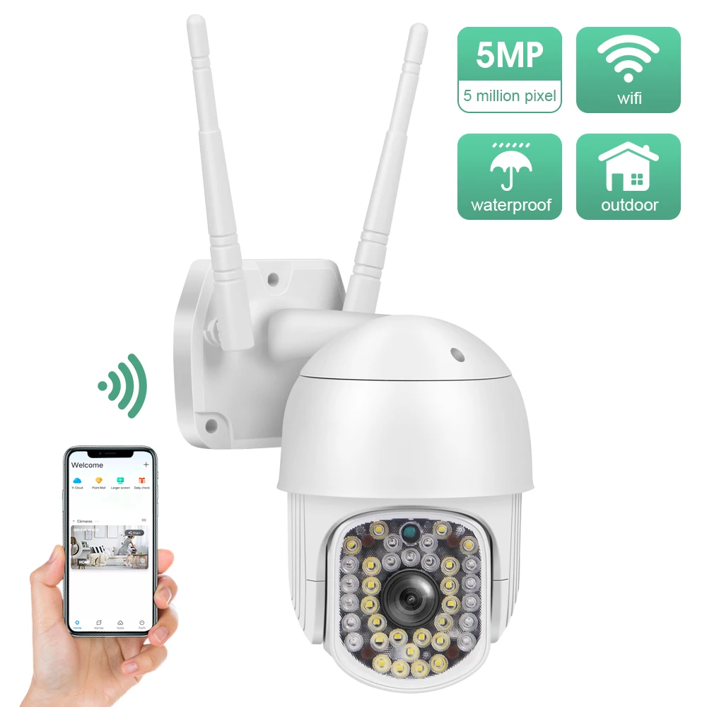

5MP IP Camera Wifi Outdoor Surveillance Camera with WiFi AI Human Detection Audio 1080P Security CCTV Wifi Camera