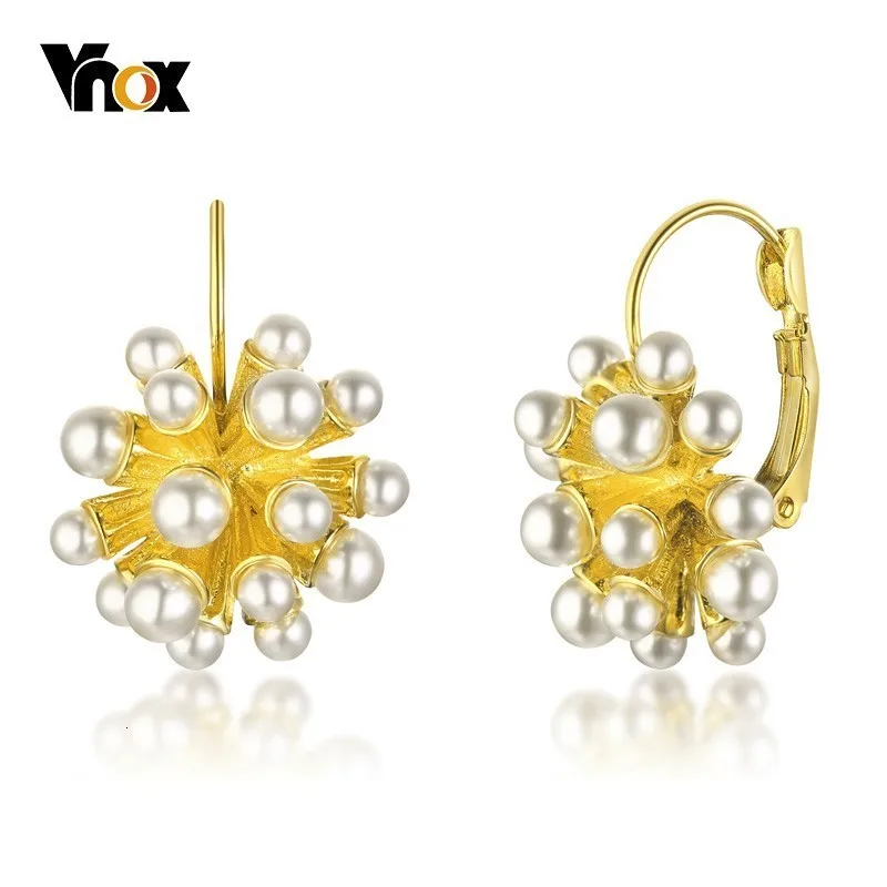 Женские серьги-гвоздики Vnox круглые серьги из нержавеющей стали с искусственным