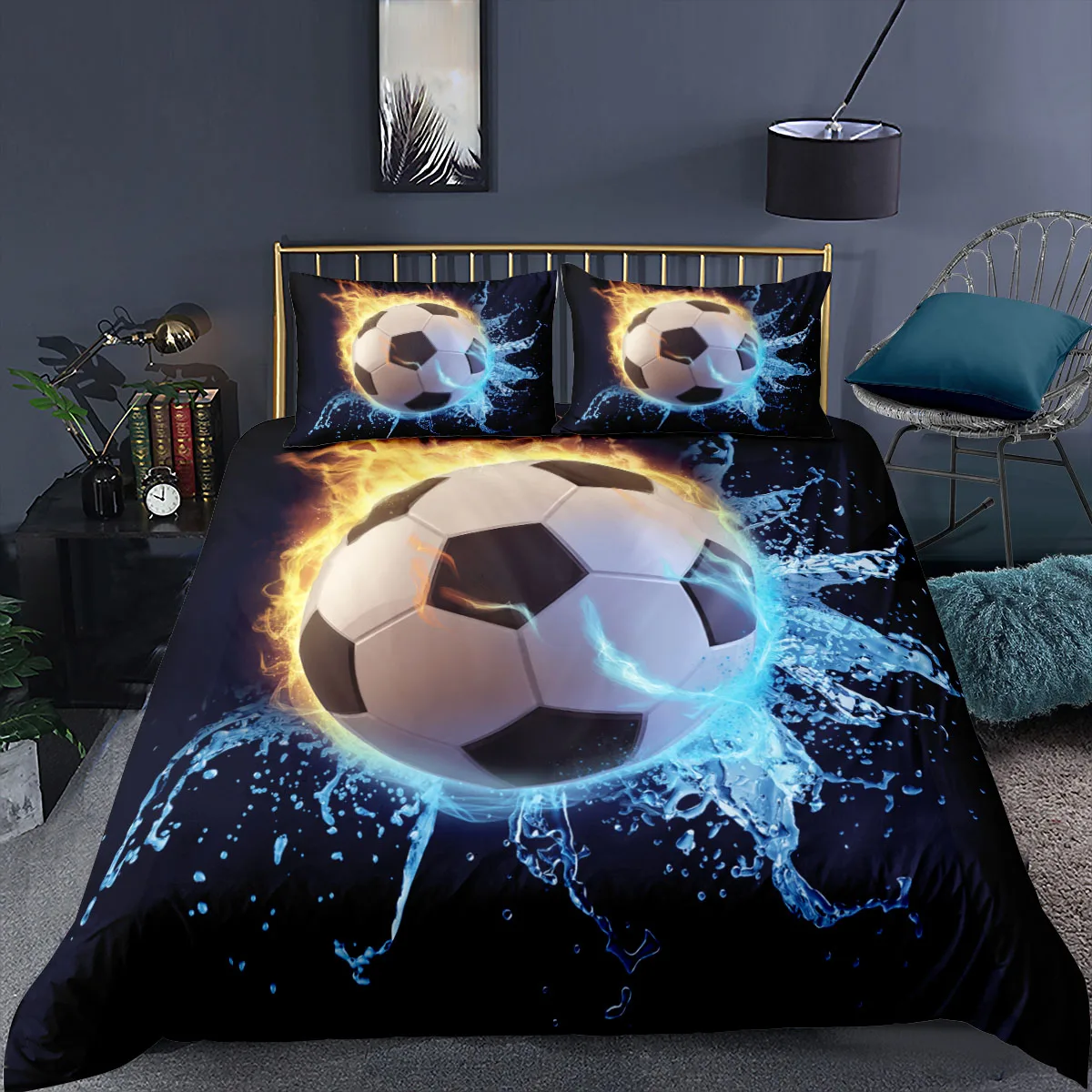 

3D Fußball Muster Bettwäsche Set Luxus Home Textilien 2/3 stücke Bettwäsche Königin/König Größe Bettbezug Kissenbezug