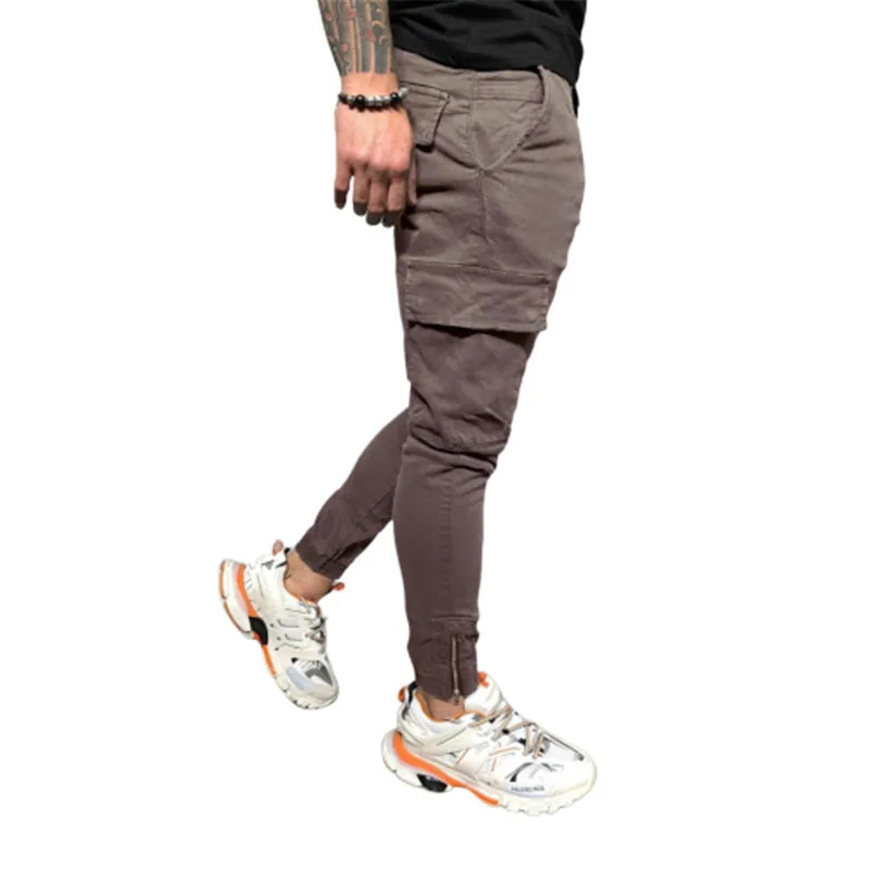 Мужские спортивные брюки в стиле сафари облегающие с карманами Длинные