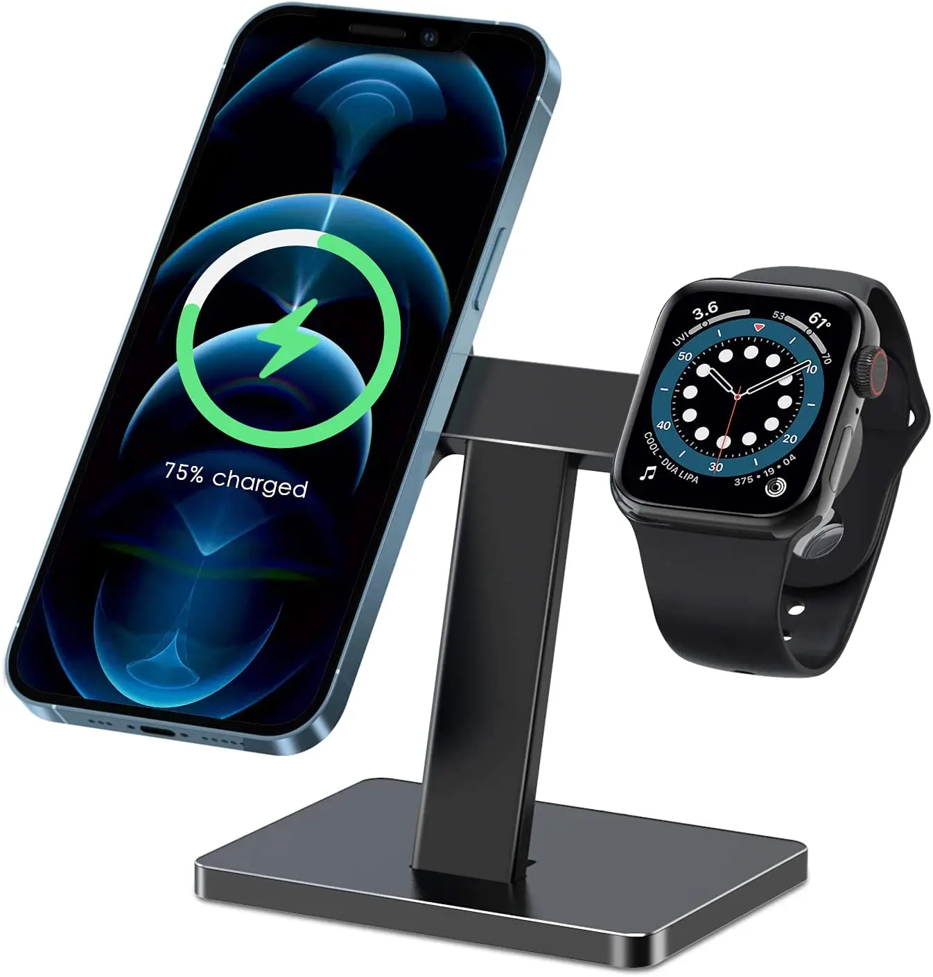 ewa 2 in 1 wireless charger stand aluminum alloy phone holder compatible with iphone1312pro maxmini and apple watch 3456 free global shipping