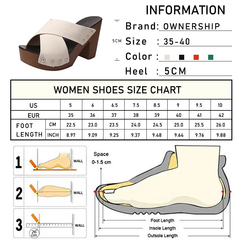 

Women's Sandals Platform Woman Flock Casual Rivet Slides Square Heels Elegant Women Pumps Lady Fashion Peep Toe Female Footwear