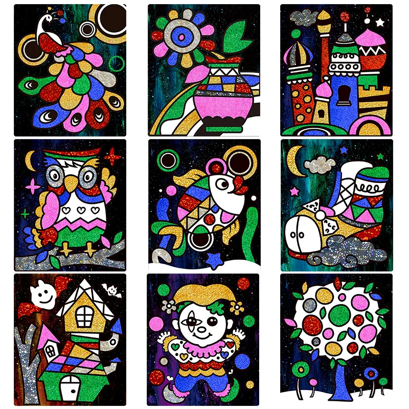 

Color Glitter Paper Magic Art Painting Drawing Toys Kids Coloring DIY Crafts Learning Education Color Art Painting Card