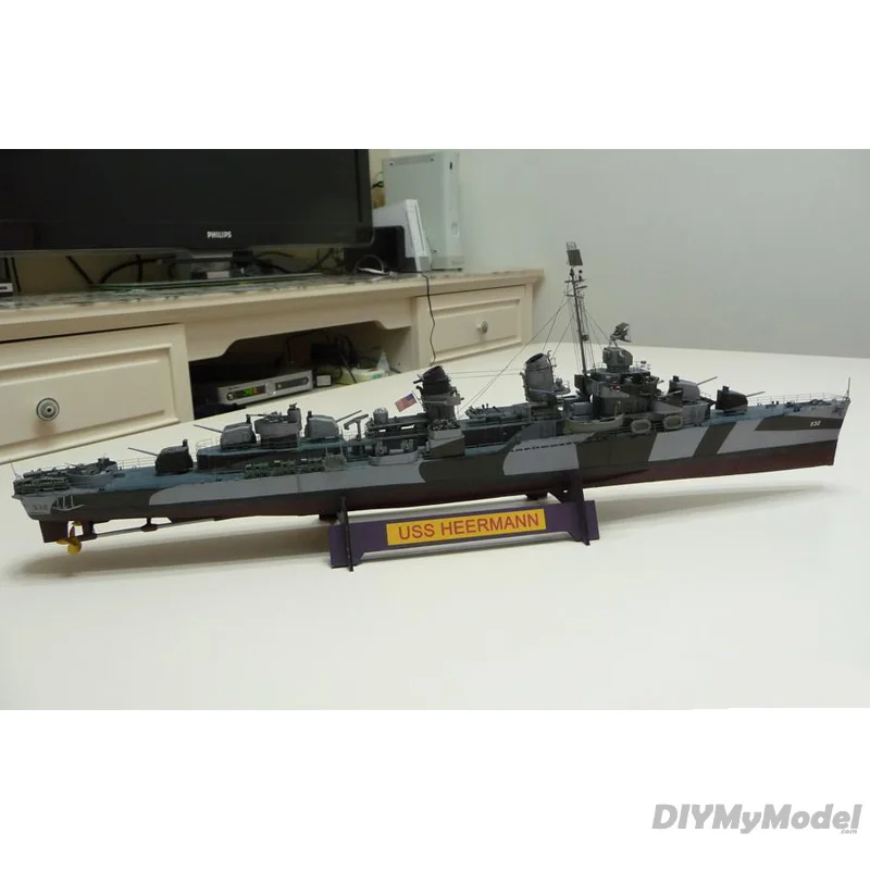 DIYMyModeI-Maqueta de papel para manualidades 3d, modelo a escala 1: 2020, destructor USS Heermann de la Segunda Guerra Mundial, trabajo Manual, 200-3