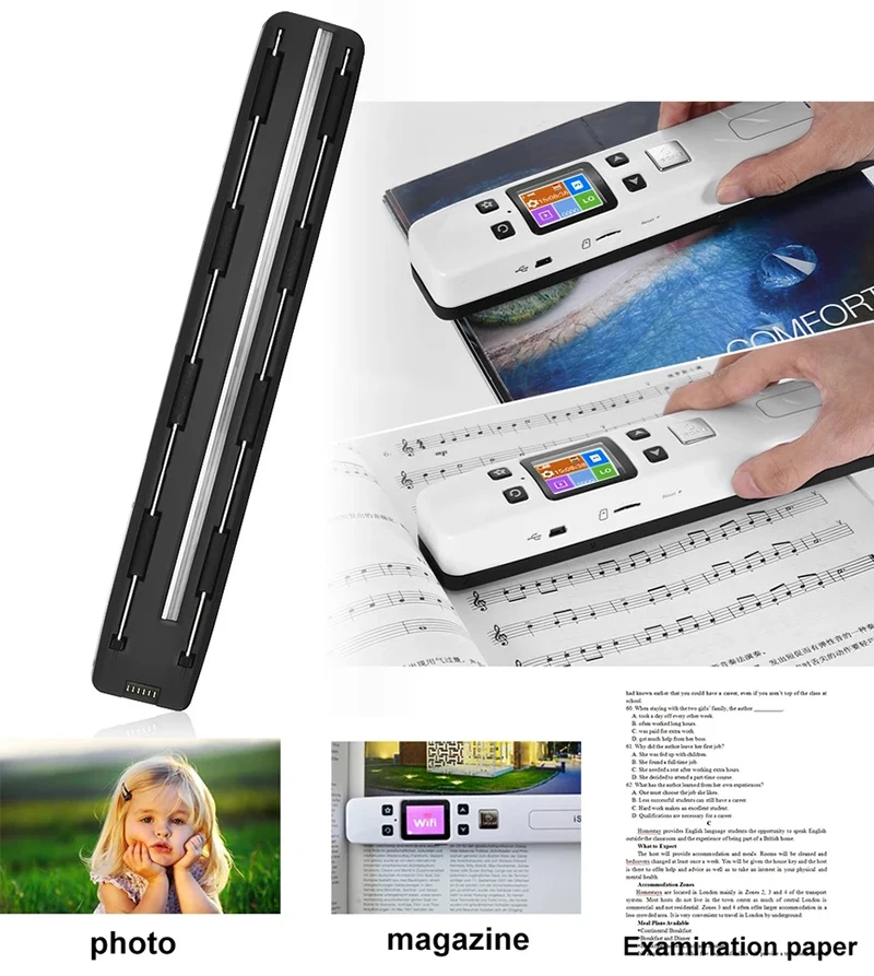 Портативный ручной сканер документов Iscan изображений A4 книг Wi-Fi 1050DPI высокая