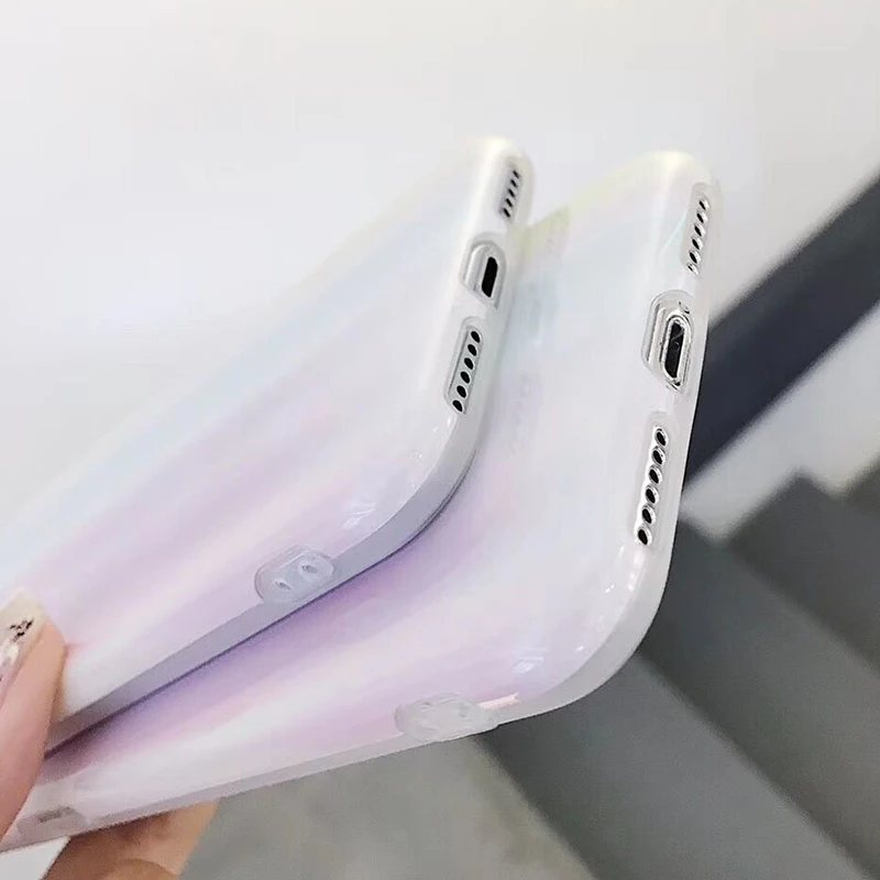 Чехол для телефона iPhone 6 S 7 8 Plus красивая белая голографическая Лазерная мягкая IMD