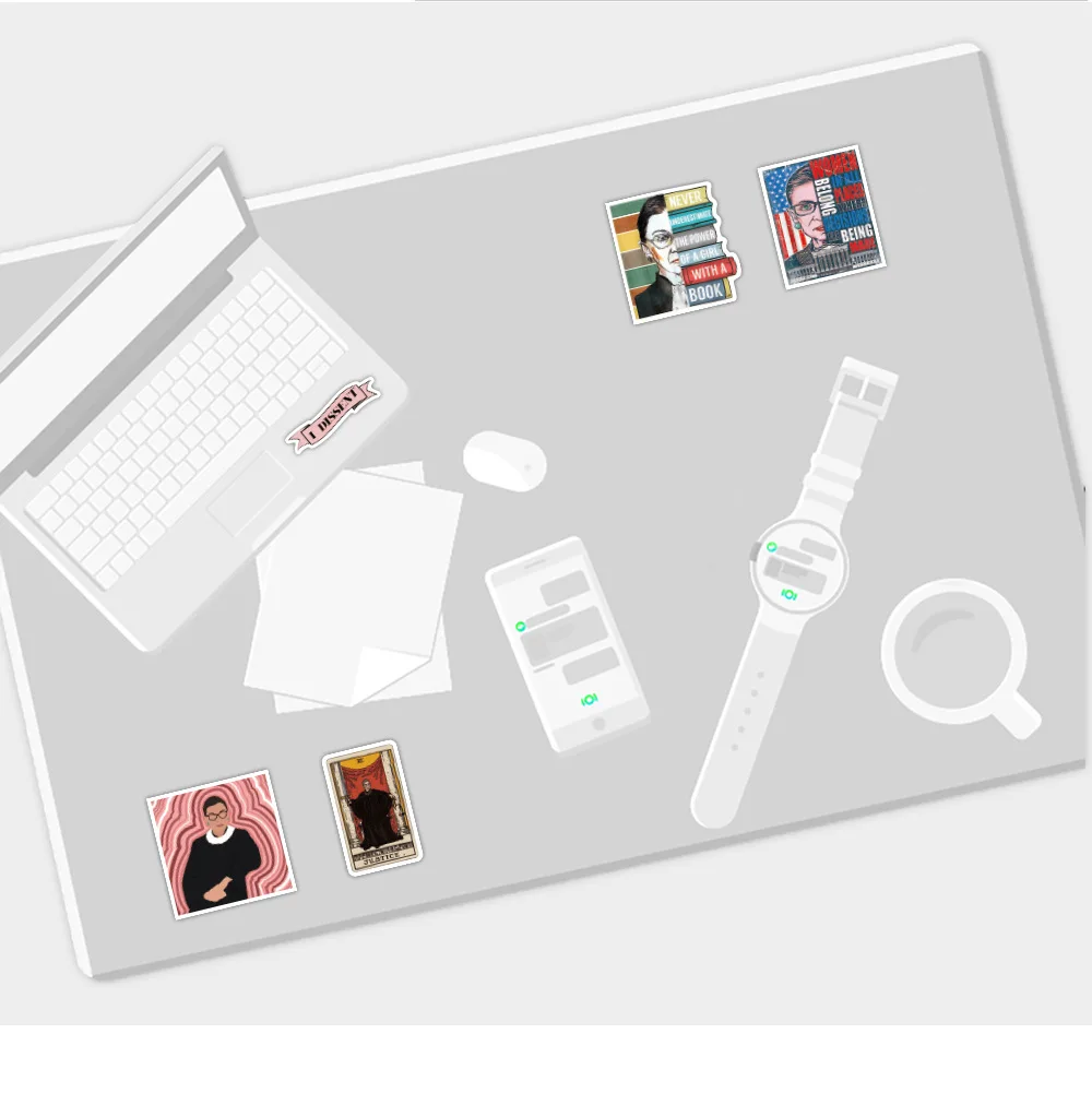 

50Pcs Ruth Bader Ginsburg Stickers Badge Judge RBG Waterproof Paster DIY Car Laptop PC Suitcase Skateboard Guitar Stickers Toy