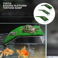 turtle basking platform tortoise ramp reptile tank ladder climbing resting terrace simulation lawn aquarium decoration