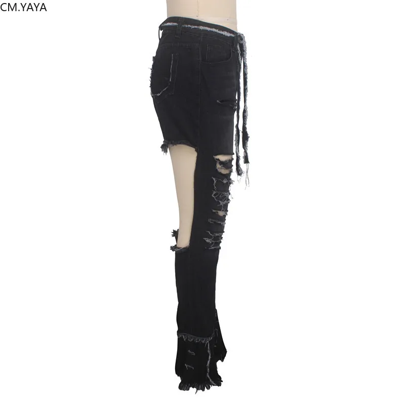 Fashion Denim Skinny Pants Women Retro Ripped Jeans Wide Leg Trousers Hole Casual Bell-Bottoms Flare Pant Female GLHSF2084 |